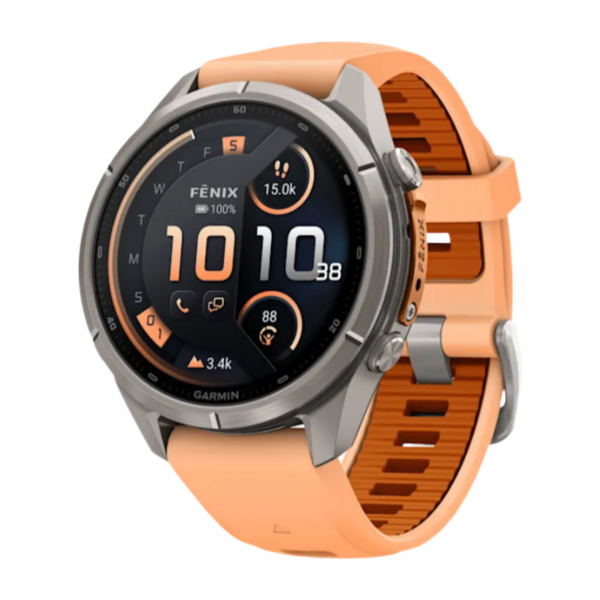 Часы Garmin Fenix 9 Pro - 43mm, inReach, Titanium with Shell Pink/Autumn Orange Silicone Band (010-04335-00)