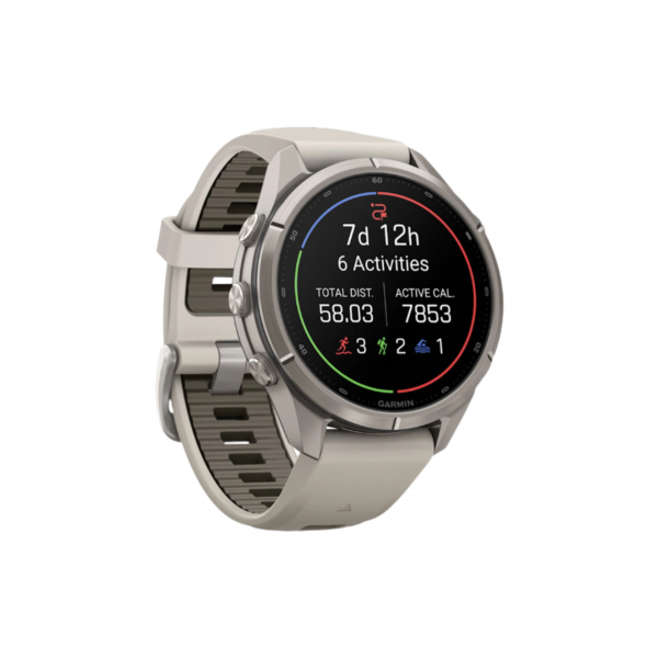 Часы Garmin Fenix 9 Pro - 43mm, No inReach, Titanium with Fog Gray/Dark Sandstone Silicone Band (010-04335-85)
