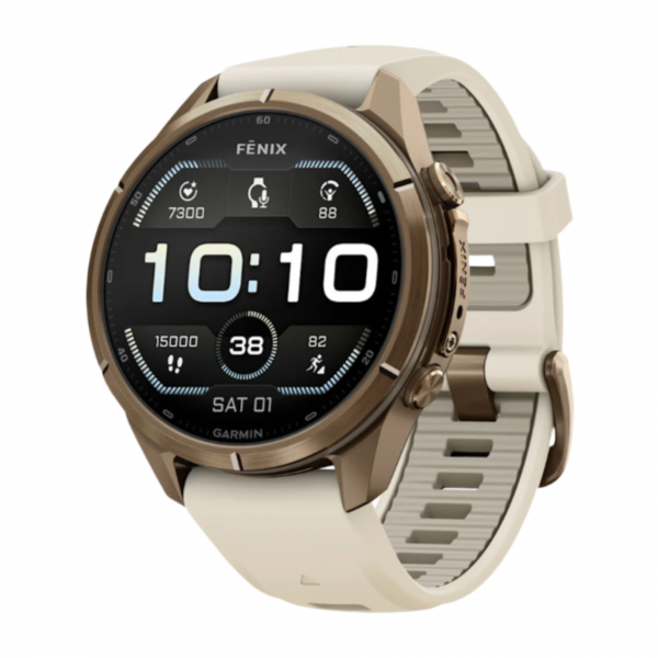 Часы Garmin Fenix 9 Pro - 43mm, No inReach, Autumn Gold Titanium with Cream/French Gray Silicone Band (010-04335-25)