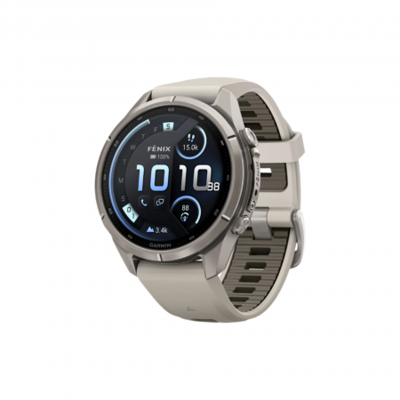 Часы Garmin Fenix 9 Pro - 43mm, inReach, Titanium with Fog Gray / Dark Sandstone Silicone Band (010-04335-80)
