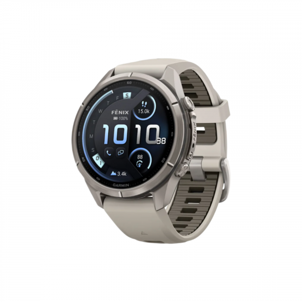 Часы Garmin Fenix 9 Pro - 43mm, inReach, Titanium with Fog Gray / Dark Sandstone Silicone Band (010-04335-80)